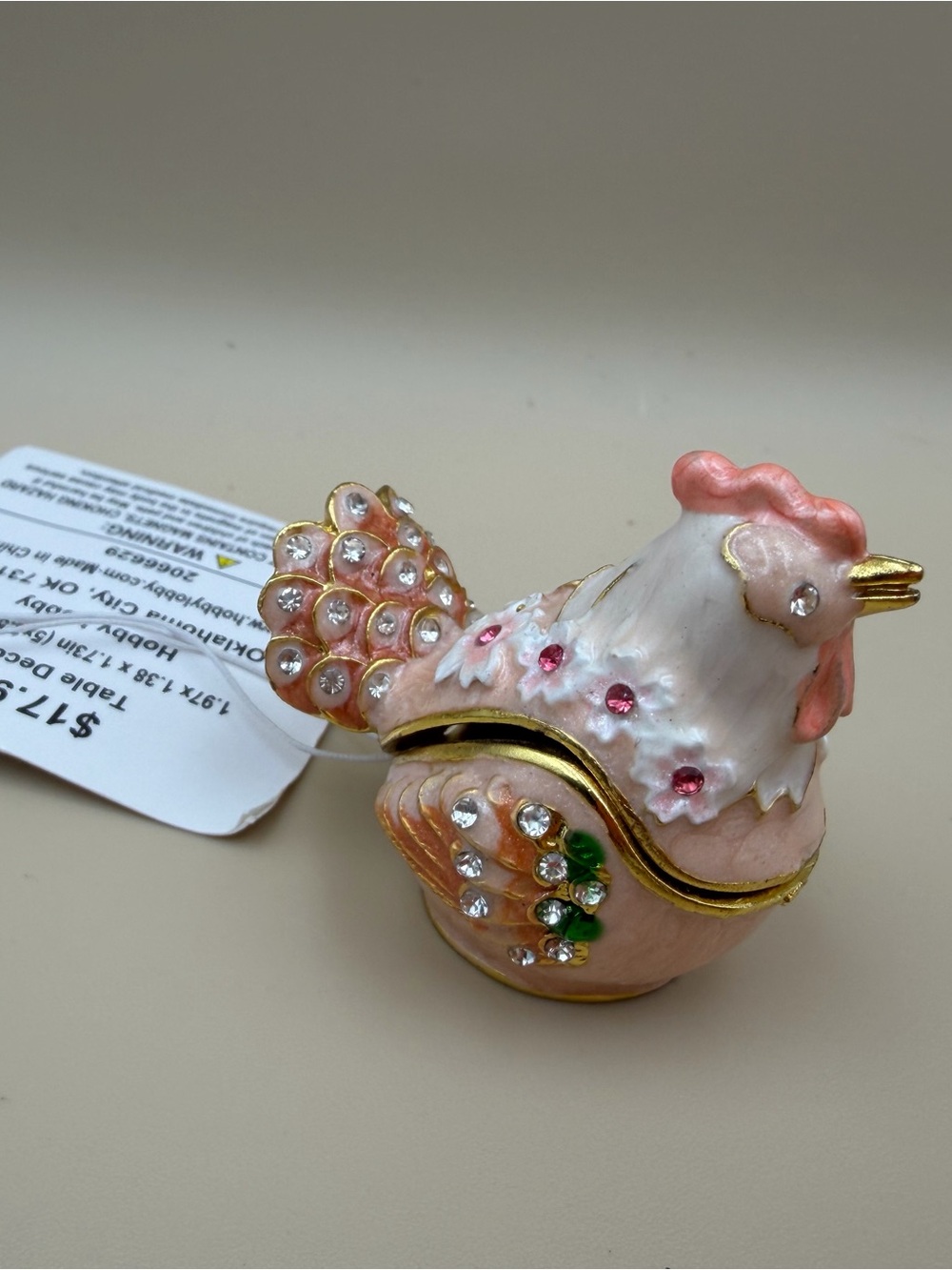 Hobby Lobby Jeweled Hen Chicken Trinket Box Rhinestone Decor